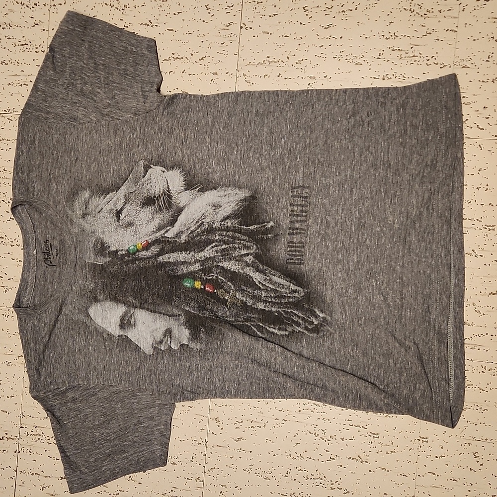 Bob Marley Gray Rasta Lion Full Graphic T Shirt Vintage Y2K